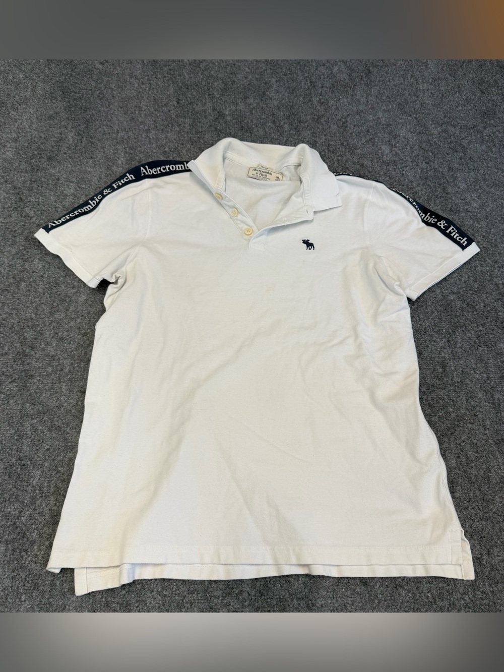 Abercrombie & Fitch White Polo with Navy Shoulder Tape